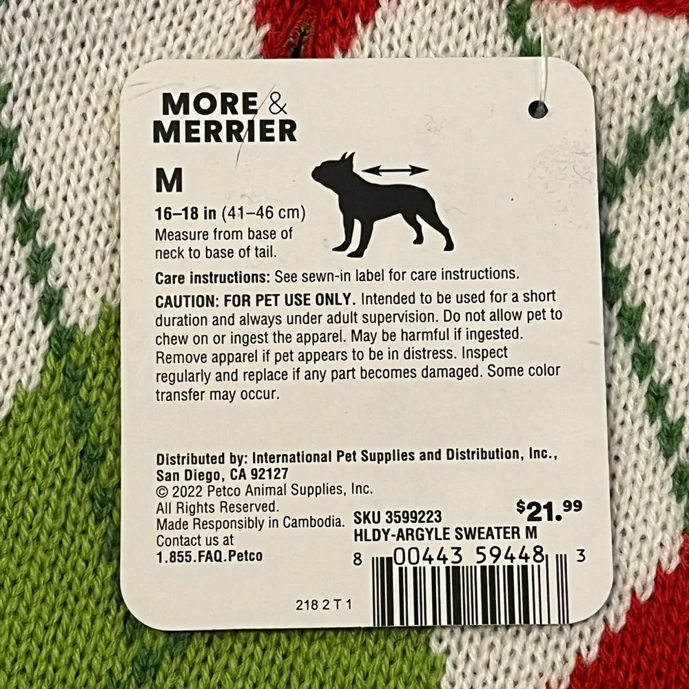 More & Merrier Argyle Pet Sweater